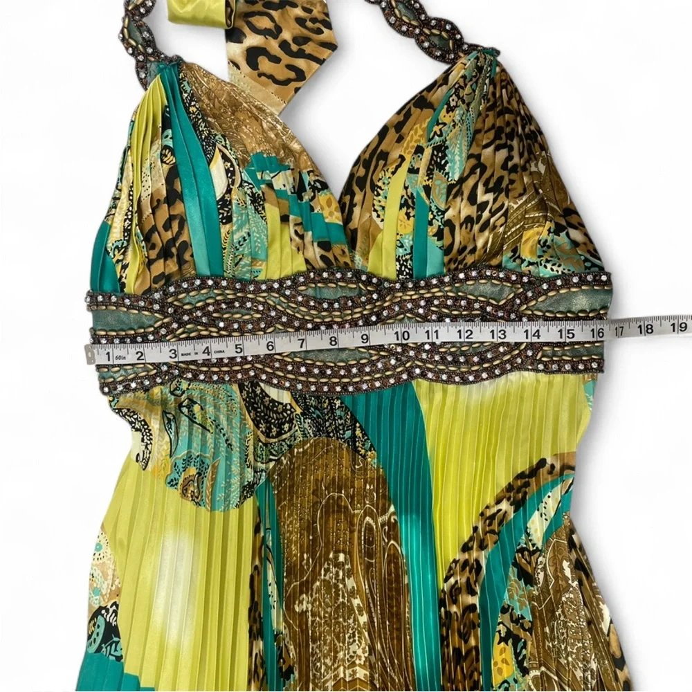 BICICI. Vibrant Multicolor Halter Maxi Dress with “matching shawl/wrap.”
Size. L - Picture 6 of 16